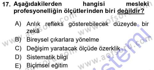 Yönetici Asistanlığı Dersi 2015 - 2016 Yılı (Final) Dönem Sonu Sınav Soruları 17. Soru