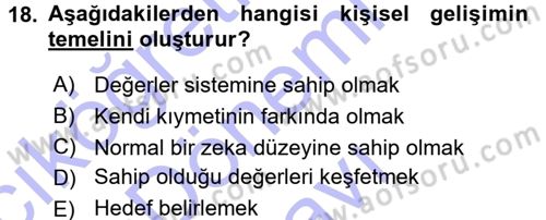 Yönetici Asistanlığı Dersi 2015 - 2016 Yılı (Final) Dönem Sonu Sınav Soruları 18. Soru