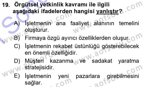 Yönetici Asistanlığı Dersi 2015 - 2016 Yılı (Final) Dönem Sonu Sınav Soruları 19. Soru