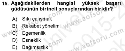 Yönetici Asistanlığı Dersi 2015 - 2016 Yılı Tek Ders Sınav Soruları 15. Soru