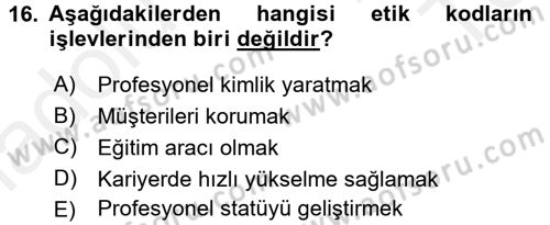 Yönetici Asistanlığı Dersi 2015 - 2016 Yılı Tek Ders Sınav Soruları 16. Soru