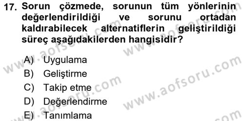 Yönetici Asistanlığı Dersi 2015 - 2016 Yılı Tek Ders Sınav Soruları 17. Soru