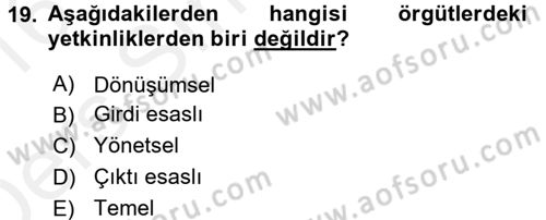 Yönetici Asistanlığı Dersi 2015 - 2016 Yılı Tek Ders Sınav Soruları 19. Soru