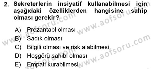 Yönetici Asistanlığı Dersi 2015 - 2016 Yılı Tek Ders Sınav Soruları 2. Soru