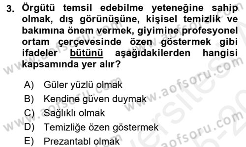 Yönetici Asistanlığı Dersi 2015 - 2016 Yılı Tek Ders Sınav Soruları 3. Soru