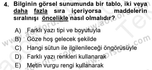 Yönetici Asistanlığı Dersi 2015 - 2016 Yılı Tek Ders Sınav Soruları 4. Soru