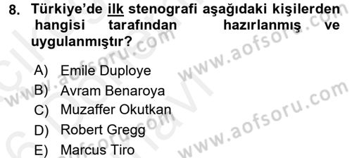 Yönetici Asistanlığı Dersi 2015 - 2016 Yılı Tek Ders Sınav Soruları 8. Soru