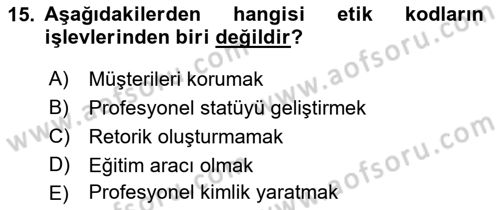 Yönetici Asistanlığı Dersi 2016 - 2017 Yılı 3 Ders Sınav Soruları 15. Soru