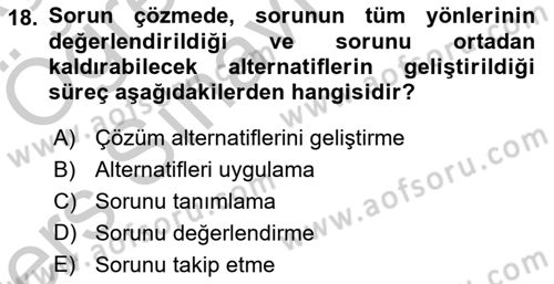 Yönetici Asistanlığı Dersi 2016 - 2017 Yılı 3 Ders Sınav Soruları 18. Soru