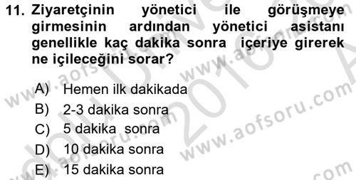 Yönetici Asistanlığı Dersi Ara Sınavı Deneme Sınav Soruları 11. Soru