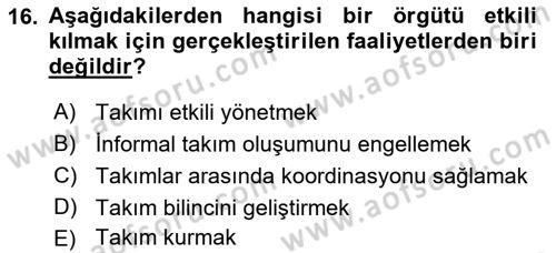 Yönetici Asistanlığı Dersi 2016 - 2017 Yılı (Vize) Ara Sınav Soruları 16. Soru