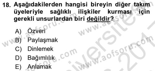 Yönetici Asistanlığı Dersi Ara Sınavı Deneme Sınav Soruları 18. Soru