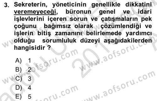 Yönetici Asistanlığı Dersi Ara Sınavı Deneme Sınav Soruları 3. Soru