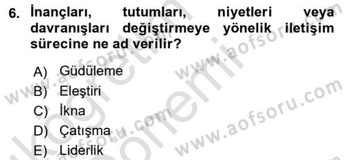 Yönetici Asistanlığı Dersi 2016 - 2017 Yılı (Vize) Ara Sınavı 6. Soru