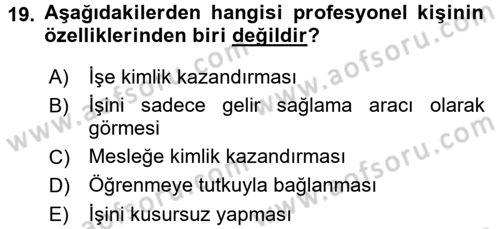 Yönetici Asistanlığı Dersi 2016 - 2017 Yılı (Final) Dönem Sonu Sınav Soruları 19. Soru