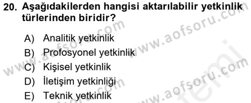Yönetici Asistanlığı Dersi 2016 - 2017 Yılı (Final) Dönem Sonu Sınav Soruları 20. Soru