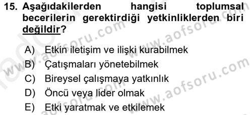 Yönetici Asistanlığı Dersi 2017 - 2018 Yılı 3 Ders Sınav Soruları 15. Soru