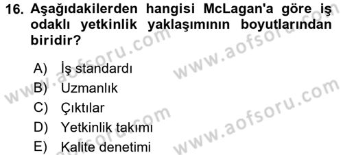 Yönetici Asistanlığı Dersi 2017 - 2018 Yılı 3 Ders Sınav Soruları 16. Soru
