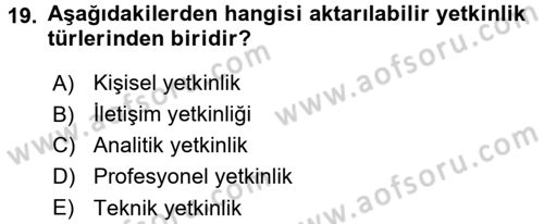 Yönetici Asistanlığı Dersi 2017 - 2018 Yılı 3 Ders Sınav Soruları 19. Soru