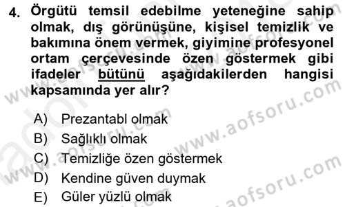 Yönetici Asistanlığı Dersi 2017 - 2018 Yılı 3 Ders Sınav Soruları 4. Soru