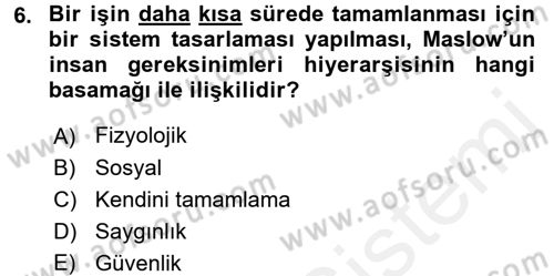 Yönetici Asistanlığı Dersi 2017 - 2018 Yılı 3 Ders Sınav Soruları 6. Soru