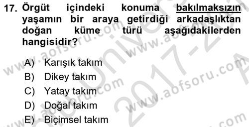 Yönetici Asistanlığı Dersi Ara Sınavı Deneme Sınav Soruları 17. Soru