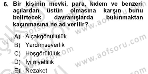 Yönetici Asistanlığı Dersi Ara Sınavı Deneme Sınav Soruları 6. Soru