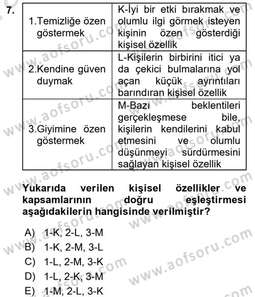 Yönetici Asistanlığı Dersi Ara Sınavı Deneme Sınav Soruları 7. Soru