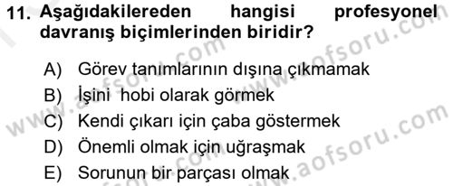 Yönetici Asistanlığı Dersi 2017 - 2018 Yılı (Final) Dönem Sonu Sınav Soruları 11. Soru