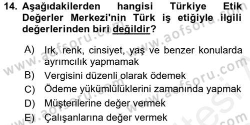 Yönetici Asistanlığı Dersi 2017 - 2018 Yılı (Final) Dönem Sonu Sınav Soruları 14. Soru