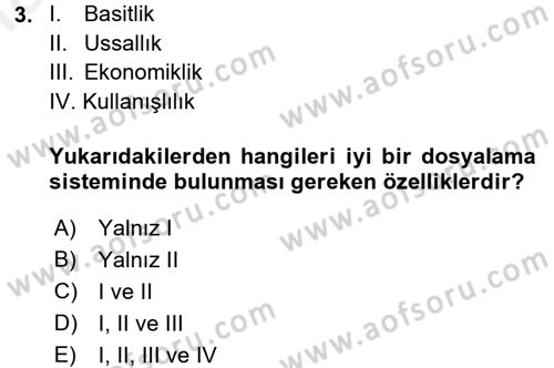 Yönetici Asistanlığı Dersi 2017 - 2018 Yılı (Final) Dönem Sonu Sınav Soruları 3. Soru