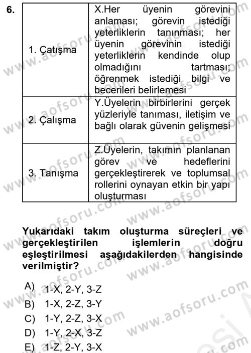 Yönetici Asistanlığı Dersi 2017 - 2018 Yılı (Final) Dönem Sonu Sınavı 6. Soru