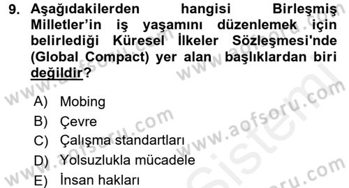 Yönetici Asistanlığı Dersi 2017 - 2018 Yılı (Final) Dönem Sonu Sınav Soruları 9. Soru