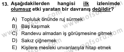 Yönetici Asistanlığı Dersi 2018 - 2019 Yılı 3 Ders Sınav Soruları 13. Soru
