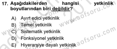 Yönetici Asistanlığı Dersi 2018 - 2019 Yılı 3 Ders Sınav Soruları 17. Soru