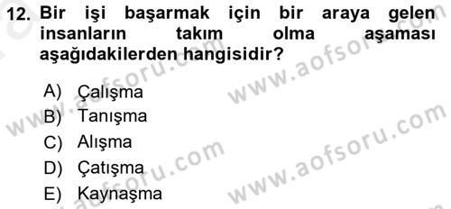 Yönetici Asistanlığı Dersi Ara Sınavı Deneme Sınav Soruları 12. Soru