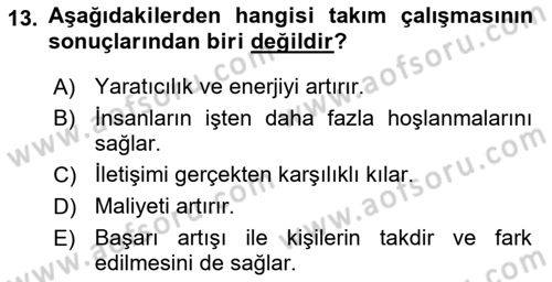 Yönetici Asistanlığı Dersi 2018 - 2019 Yılı (Vize) Ara Sınav Soruları 13. Soru