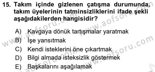 Yönetici Asistanlığı Dersi 2018 - 2019 Yılı (Vize) Ara Sınav Soruları 15. Soru