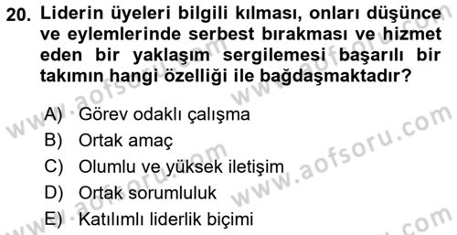 Yönetici Asistanlığı Dersi Ara Sınavı Deneme Sınav Soruları 20. Soru