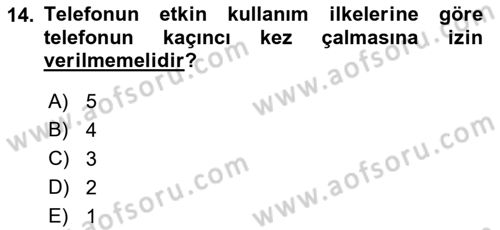 Yönetici Asistanlığı Dersi 2018 - 2019 Yılı (Final) Dönem Sonu Sınav Soruları 14. Soru