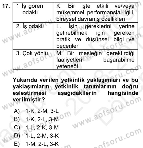Yönetici Asistanlığı Dersi 2018 - 2019 Yılı (Final) Dönem Sonu Sınav Soruları 17. Soru