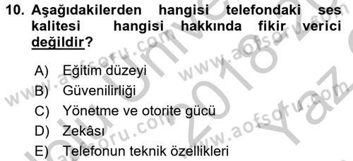 Yönetici Asistanlığı Dersi 2018 - 2019 Yılı Yaz Okulu Sınav Soruları 10. Soru