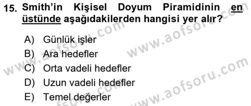 Yönetici Asistanlığı Dersi 2018 - 2019 Yılı Yaz Okulu Sınav Soruları 15. Soru