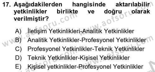 Yönetici Asistanlığı Dersi 2018 - 2019 Yılı Yaz Okulu Sınav Soruları 17. Soru
