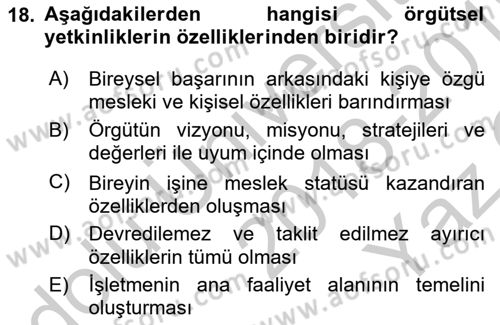 Yönetici Asistanlığı Dersi 2018 - 2019 Yılı Yaz Okulu Sınav Soruları 18. Soru