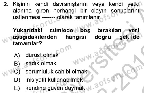 Yönetici Asistanlığı Dersi 2018 - 2019 Yılı Yaz Okulu Sınav Soruları 2. Soru