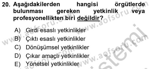 Yönetici Asistanlığı Dersi 2018 - 2019 Yılı Yaz Okulu Sınav Soruları 20. Soru