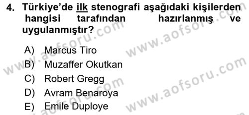 Yönetici Asistanlığı Dersi Ara Sınavı Deneme Sınav Soruları 4. Soru