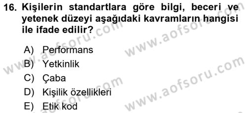 Yönetici Asistanlığı Dersi 2019 - 2020 Yılı (Final) Dönem Sonu Sınavı 16. Soru