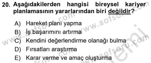 Yönetici Asistanlığı Dersi 2019 - 2020 Yılı (Final) Dönem Sonu Sınavı 20. Soru